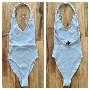 Urban Outfitters Halter Gray Ribbed Body Suit Size XS
